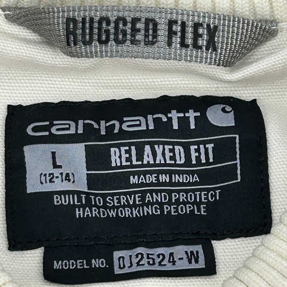 Carhartt Relaxed Fit Bomber Jacket Women's L Cream Full Zip Rugged Flex - Picture 4 of 11